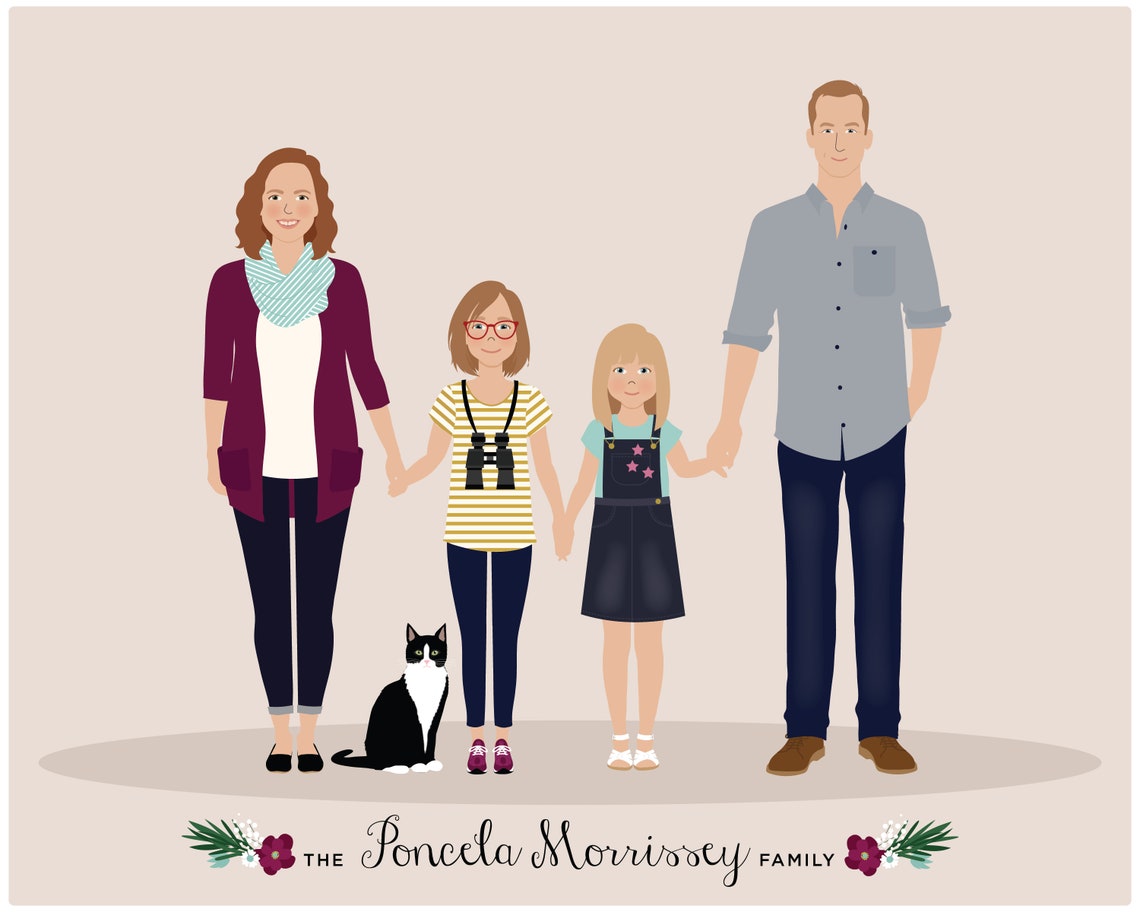 Personalized Portrait Custom Family Portrait Fathers Day Mothers Day - Image 3