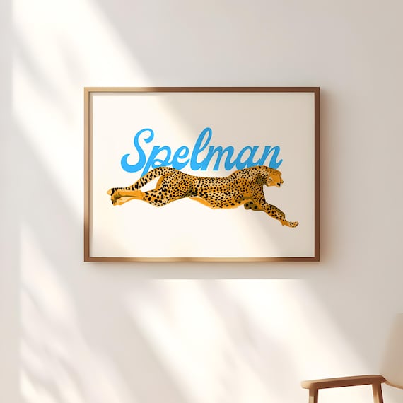Spelman Jaguars Leaping Jaguar Retro Script College Fan Art Poster