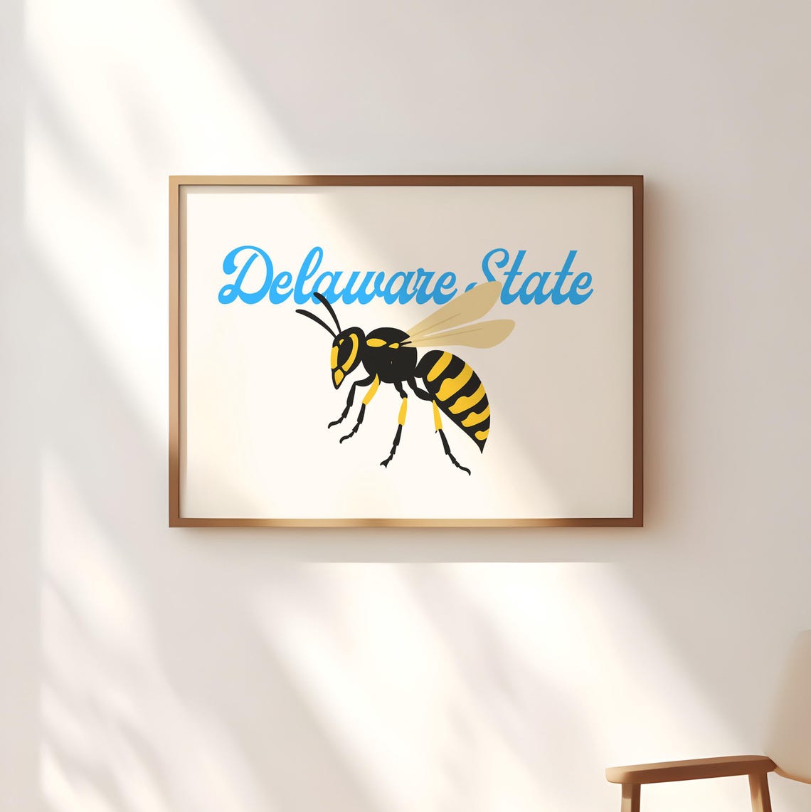 Delaware State Hornets Mascot Light Blue Script College Fan Poster