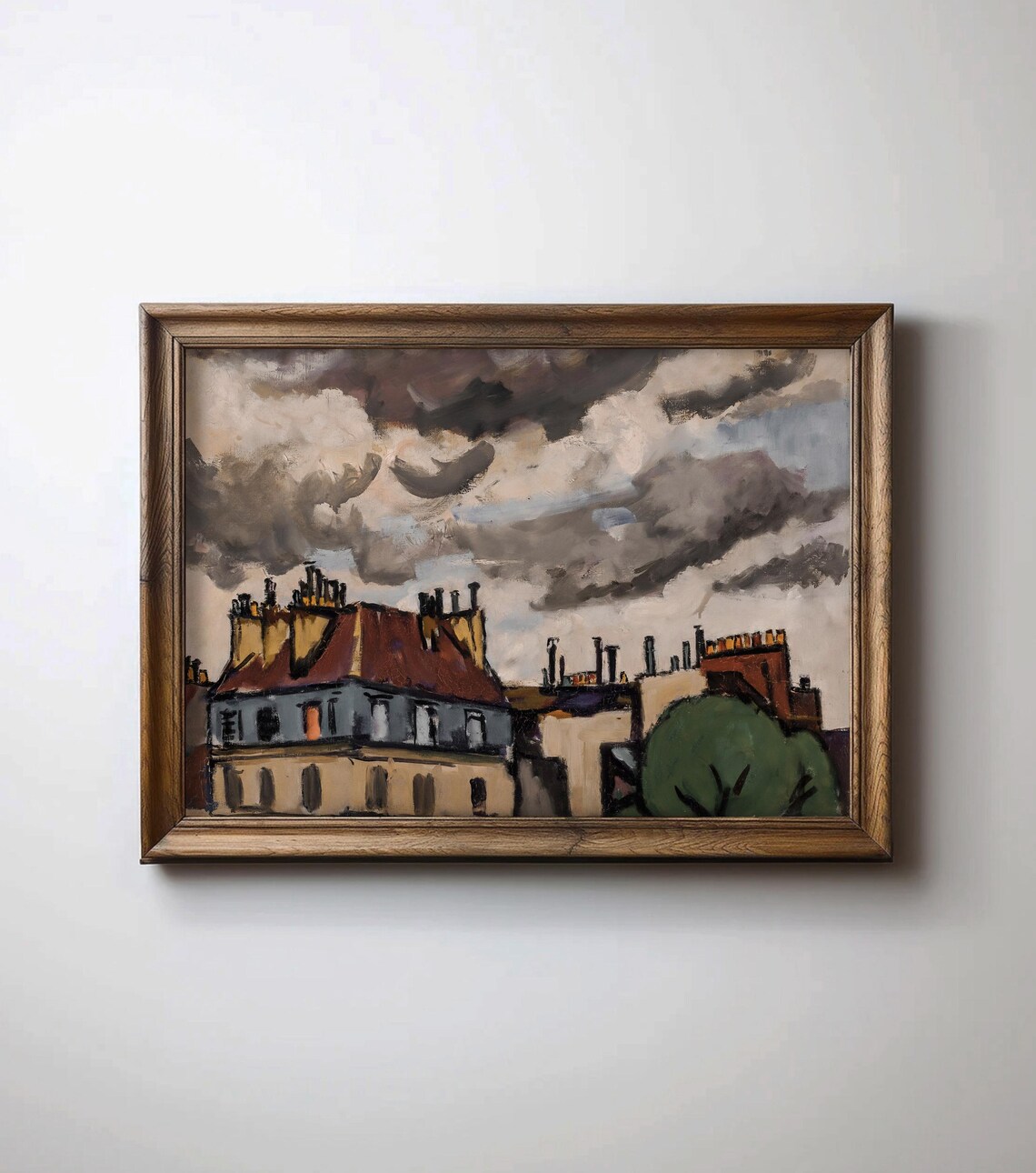 Moody Paris Rooftops and Clouds, Vintage Cityscape - Image 2