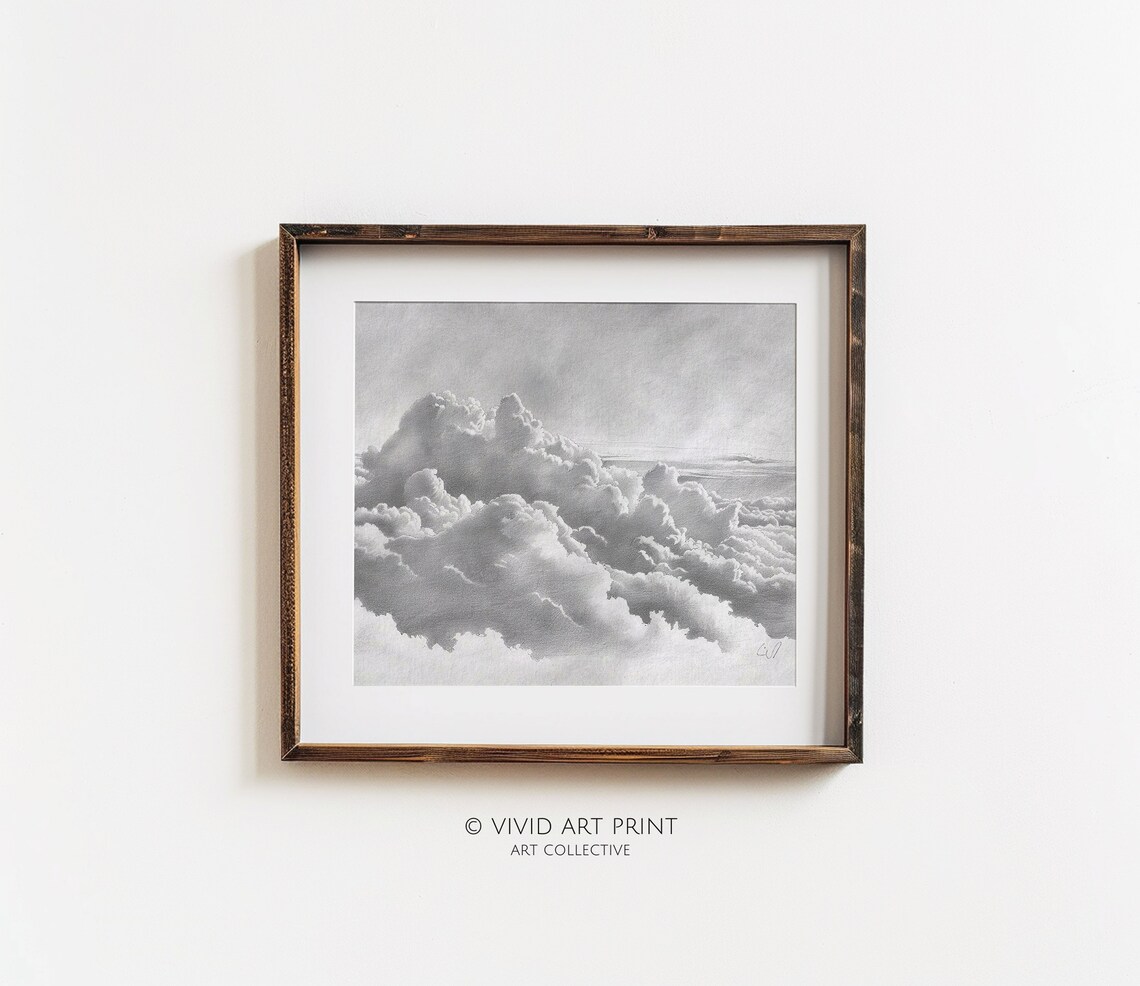 Cloud Study Vintage Pencil Sketch Art Wall Art Decor Vivid Art Print Cs 372