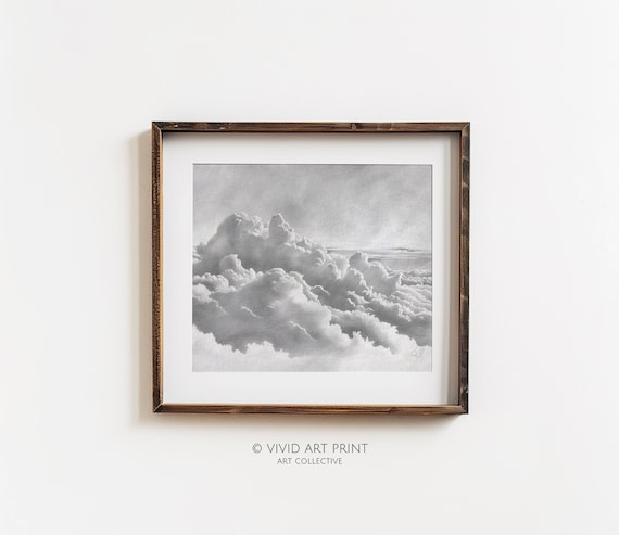 Cloud Study Vintage Pencil Sketch Art Wall Art Decor Vivid Art Print Cs 372