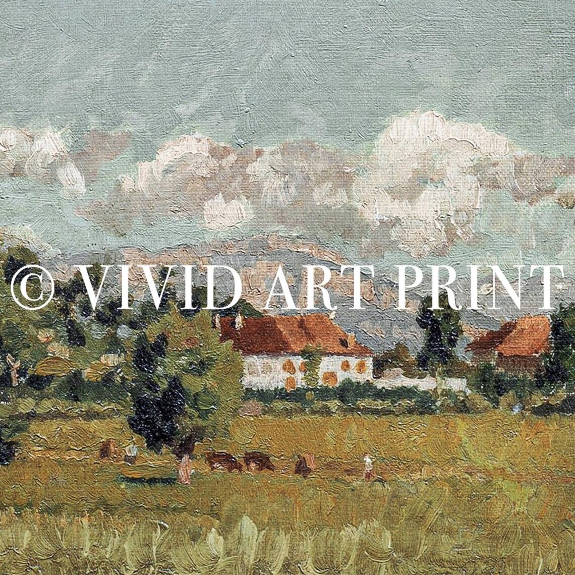 Vintage Landscape, Cottage Core Rustic Countryside Art Print - Image 4
