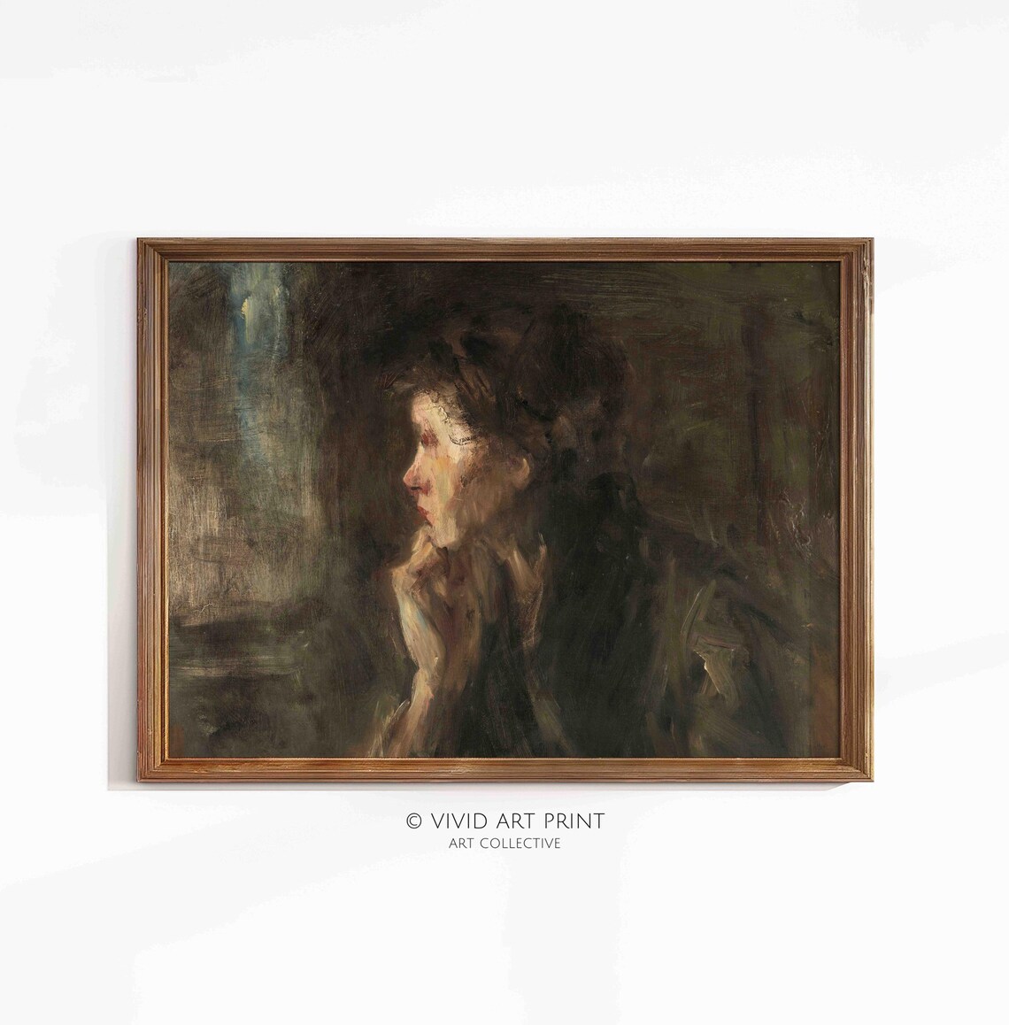 Antique Moody Portrait, Vintage Cottage Core Art Print