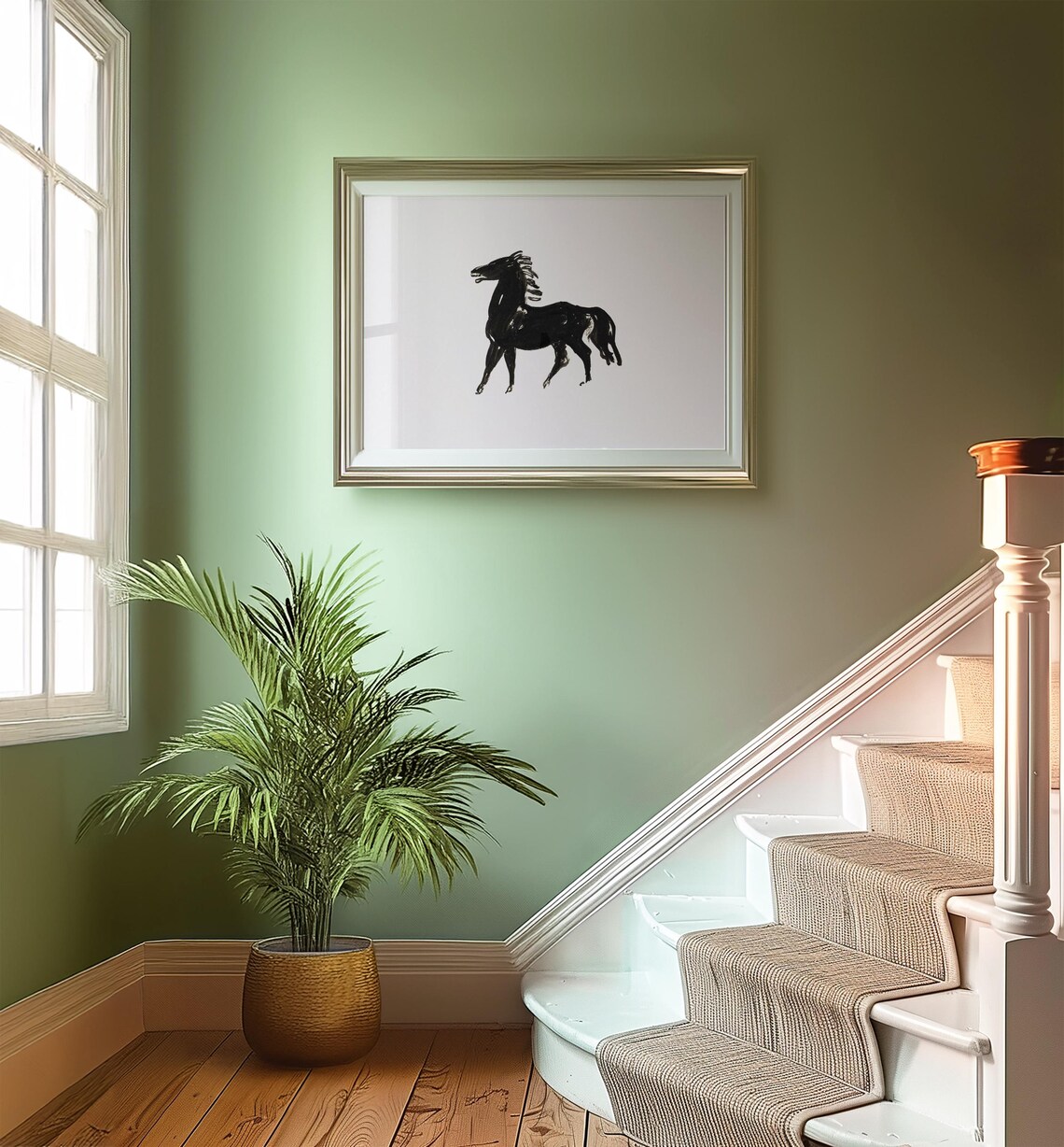 Vintage Horse Ink Drawing, Minimalist Abstract Art - Image 3