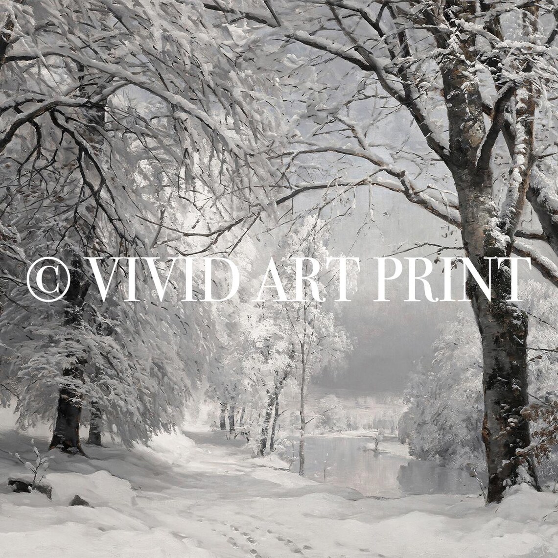 Winter Forest Landscape, Vintage Snowy Farmhouse - Image 4