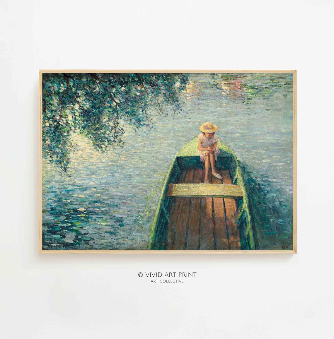 Girl On A Boat, Vintage Oil Painting Art Print