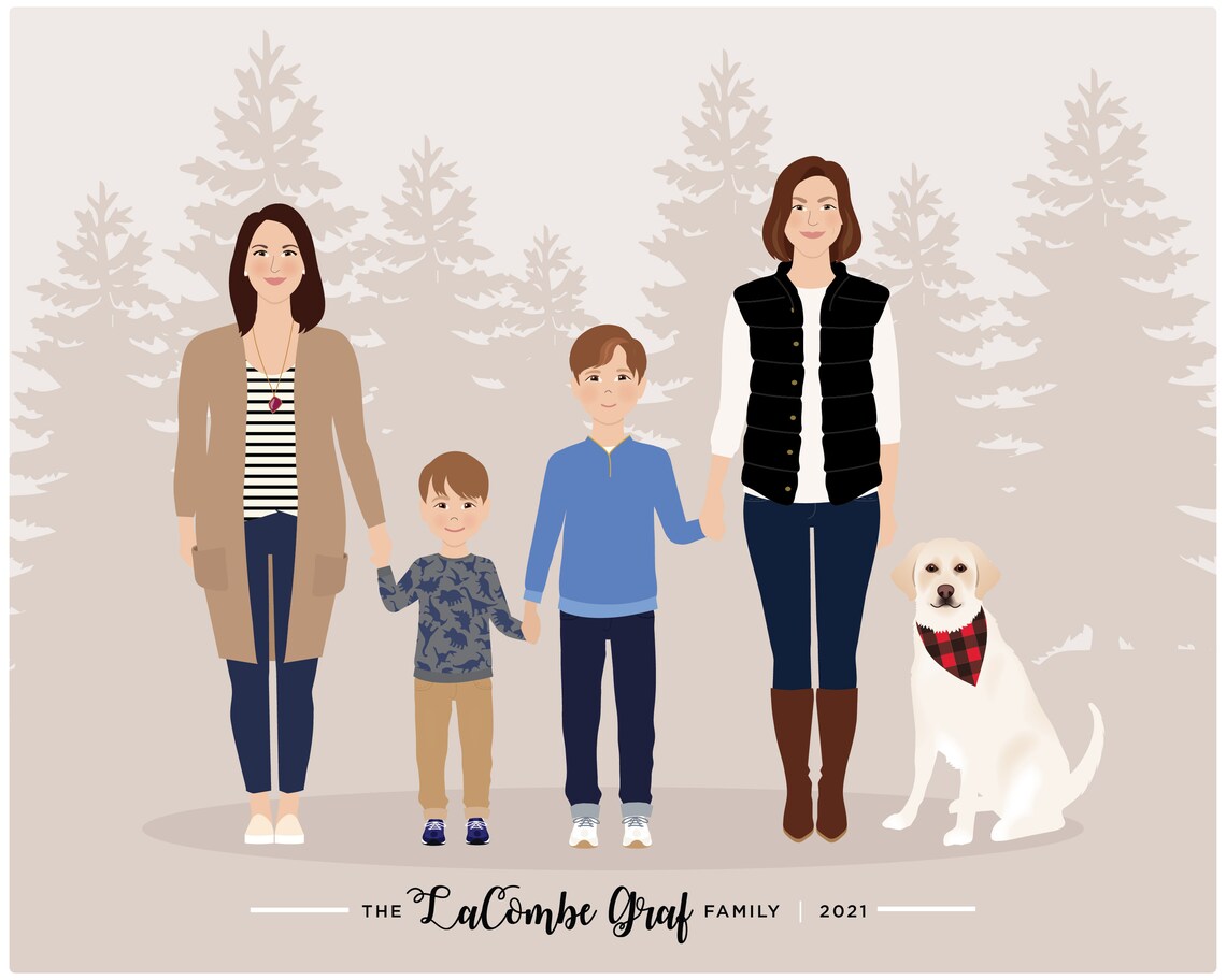 Custom Family Portrait, Personalized Art Print - Image 2