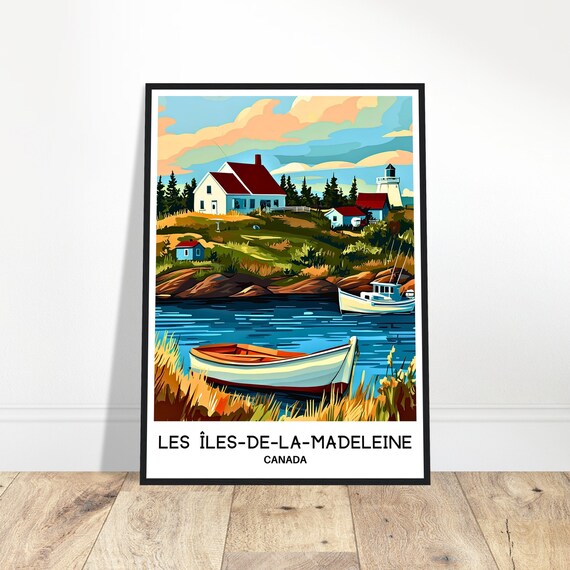 Les Iles De La Madeleine Travel Print Poster Canadian Art Canada Lover Gift Wall Hanging Home Room Decor Magdalen Islands Illustration