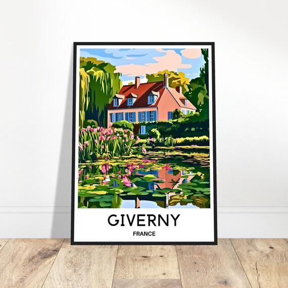 Giverny Travel Print Poster French Art France Lover Gift Wall Hanging Home Office Desk Room Decor Illustration