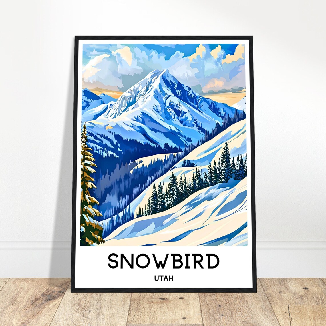 Snowbird Utah Ski Resort Snowy Mountain Peaks Travel Art Print