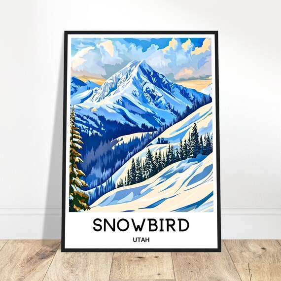 Snowbird Utah Ski Resort Snowy Mountain Peaks Travel Art Print