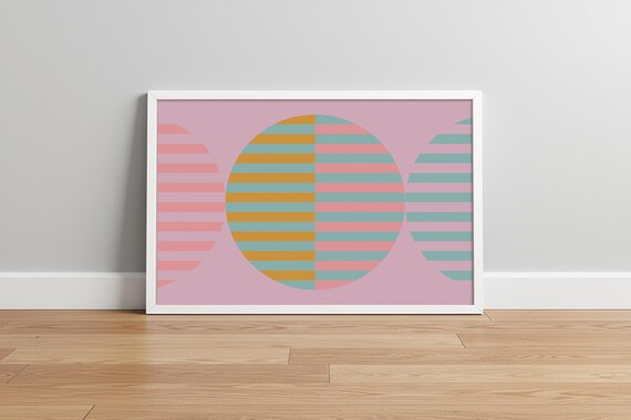 Midcentury Modern Geometric Poster Rose Circle Sage Green Abstract