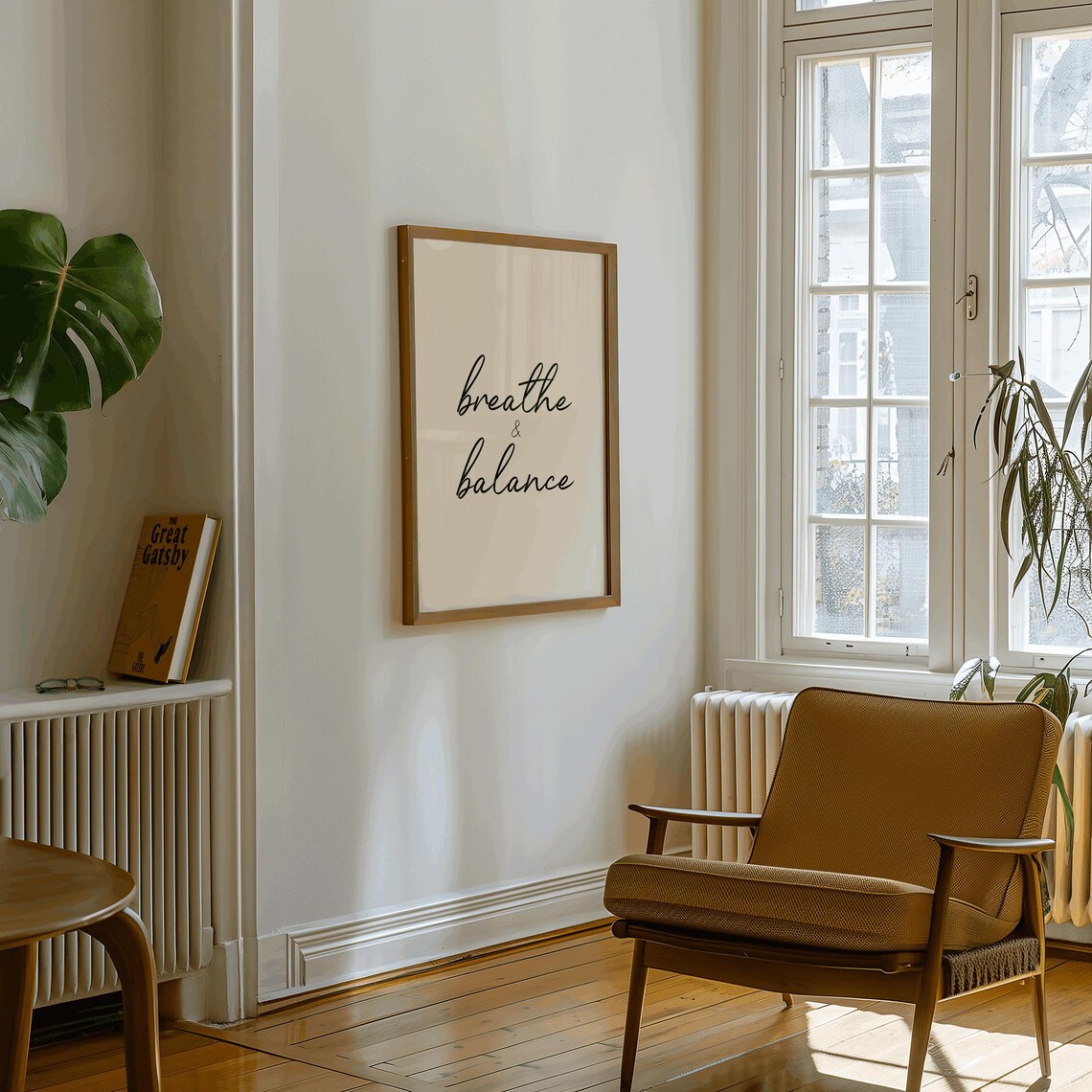 Breathe And Balance Black Script Wellness Studio Wall Poster - Image 2