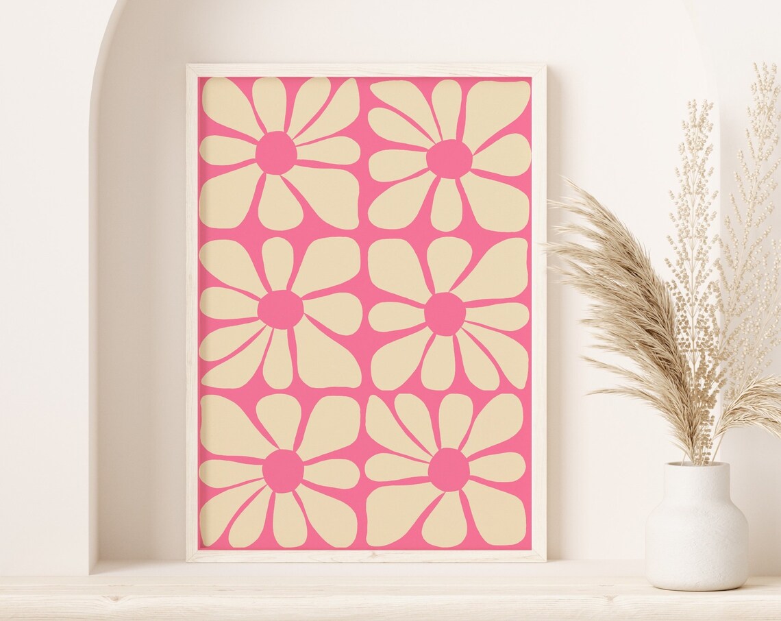 Mid Century Wavy Flower Pattern Art Print, Gustaf Westman