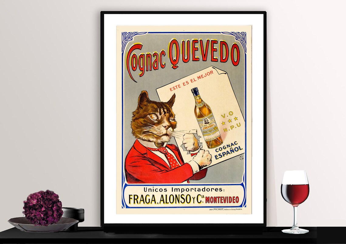 Cognac Quevedo Vintage Food Drink Travel Poster