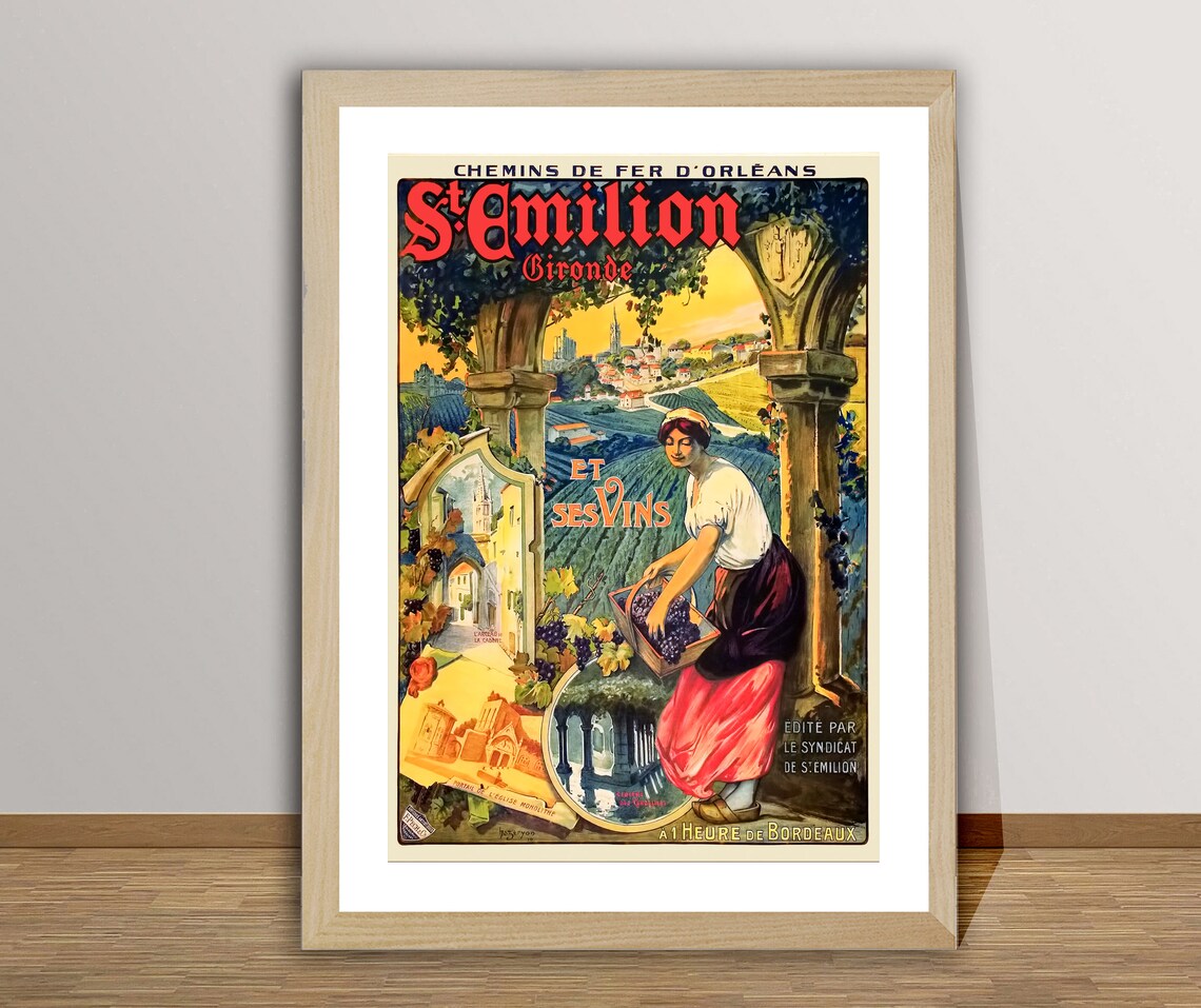 St Emilion Bironde France Vintage Travel Poster