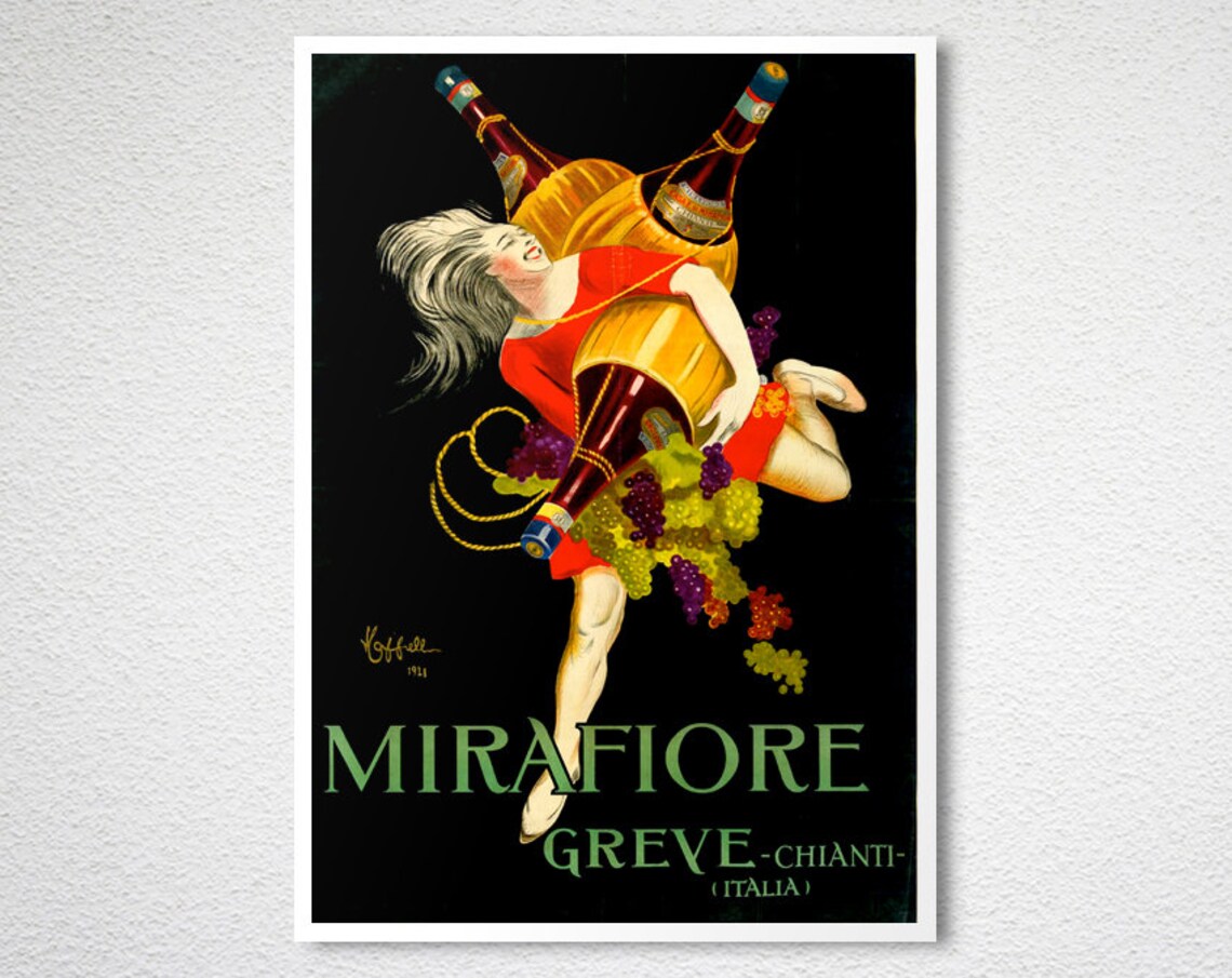 Mirafiore Greve Chianti 1924 Woman Red Dress Bottle Ad Poster - Image 2