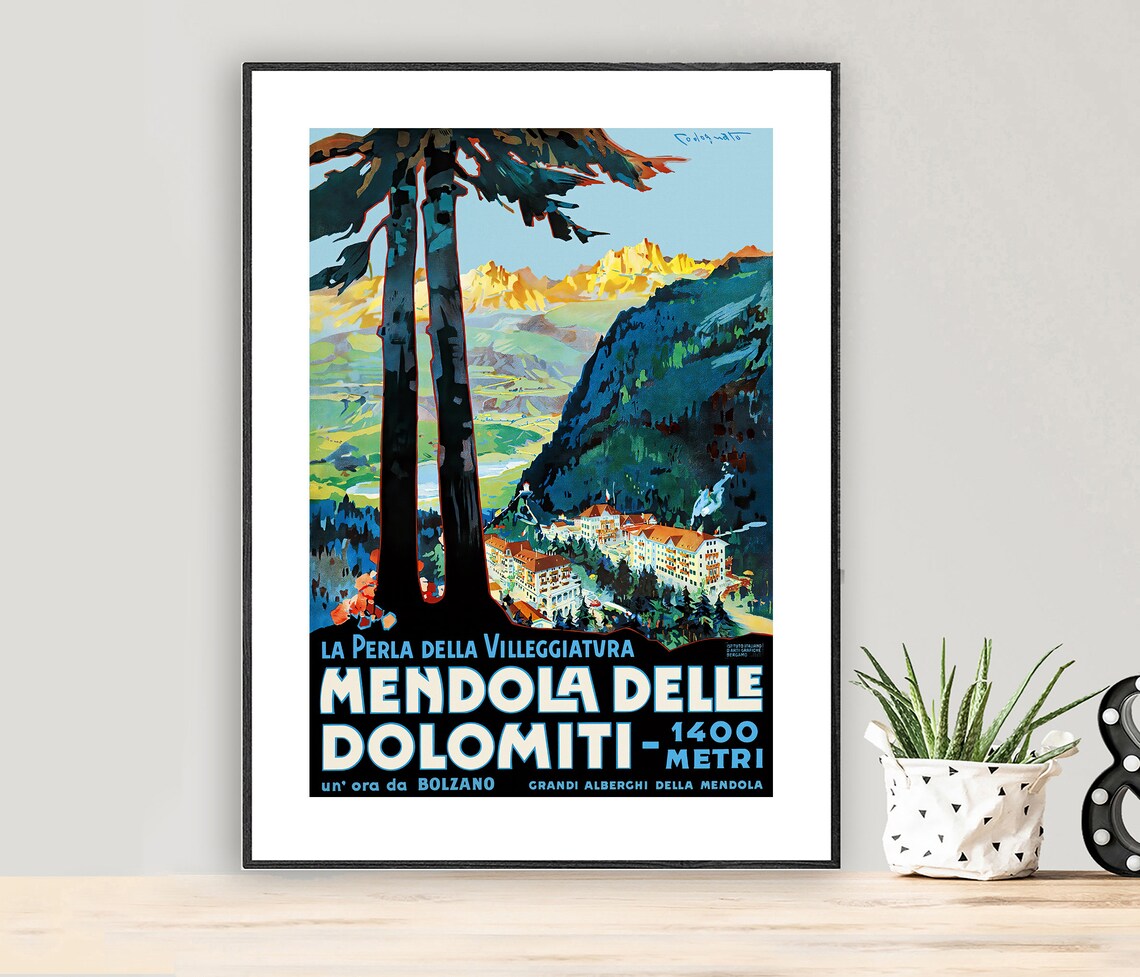 Mendola Delle Dolomiti Italy Vintage Travel Poster