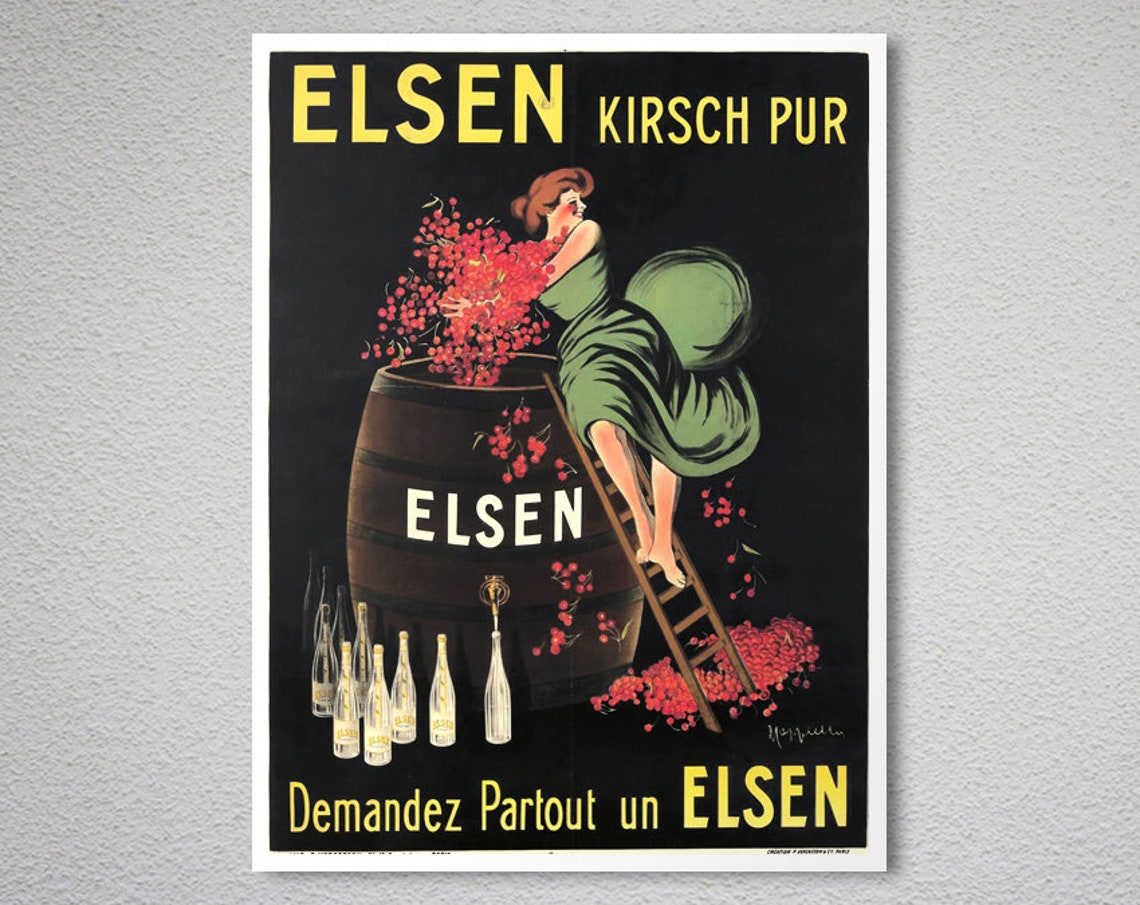 Elsen Kirsch Pur Leonetto Cappiello Vintage Cherry Liqueur Poster - Image 2
