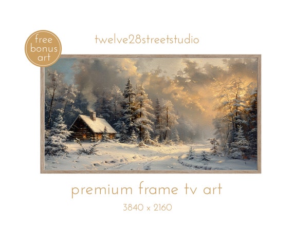 Winter Tv Art Christmas Tv Art Snowy Scene Tv Art Tv Art Hidden Cottage Vintage Moody Tv Art Winter Scene Frame Tv