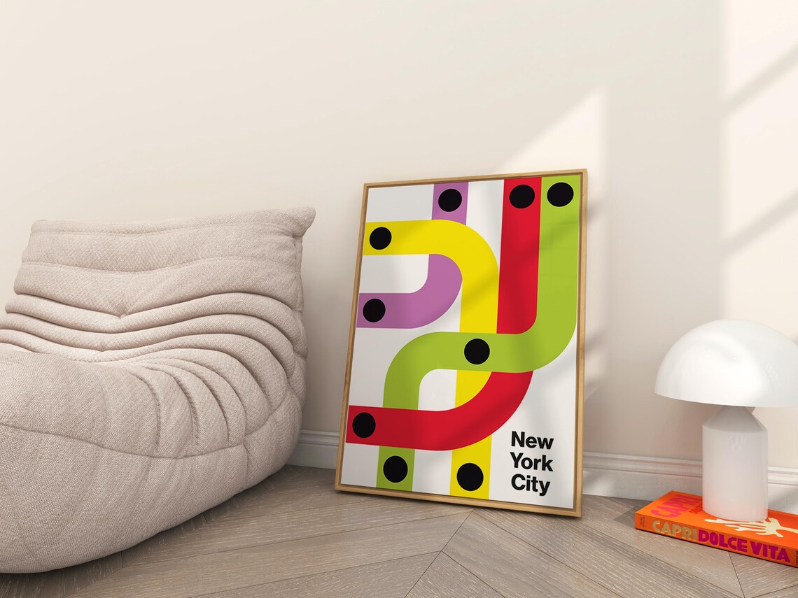 New York City Abstract Subway Map, Modern Travel Decor - Image 2