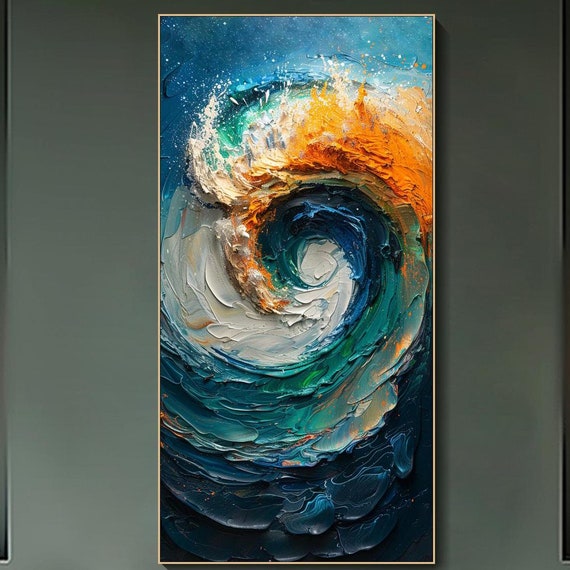 3d Colorful Textured Wave Wall Art Ocean Painting On Abstract Seascape Art Extra Large Coastal Living Room Art Nautical Impasto Art
