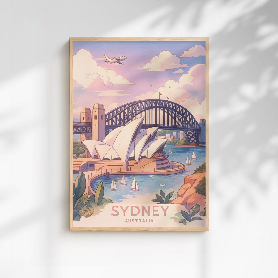 Sydney Australia Anime Travel Poster Opera House Harbour Bridge