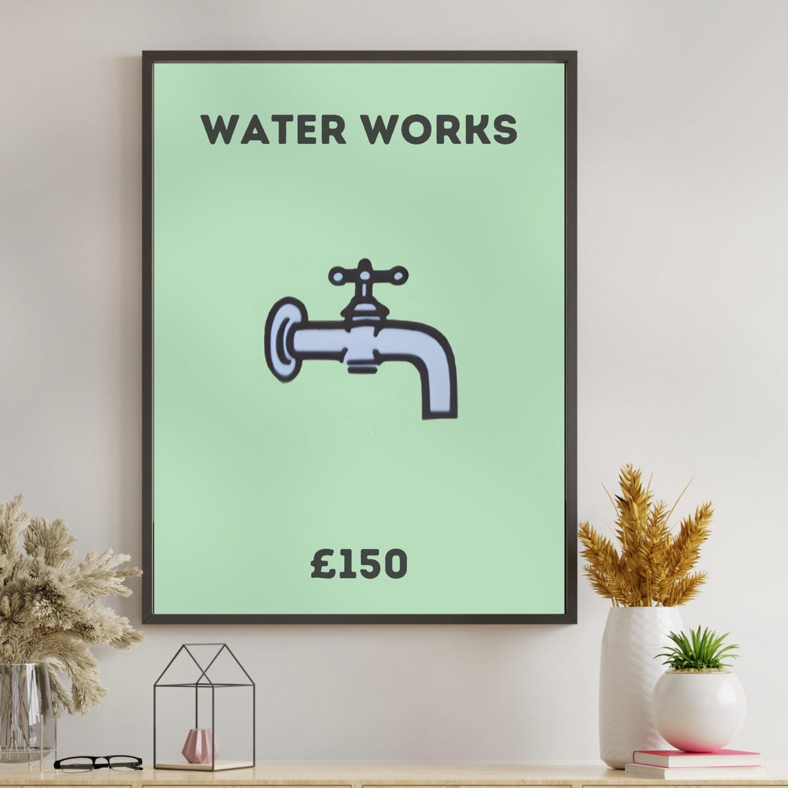 Monopoly Water Works Poster Toilet Wall Art Bathroom Pictures Monopoly Art Bathroom Decor Funny Bathroom Art Bathroom Wall Art - Image 2