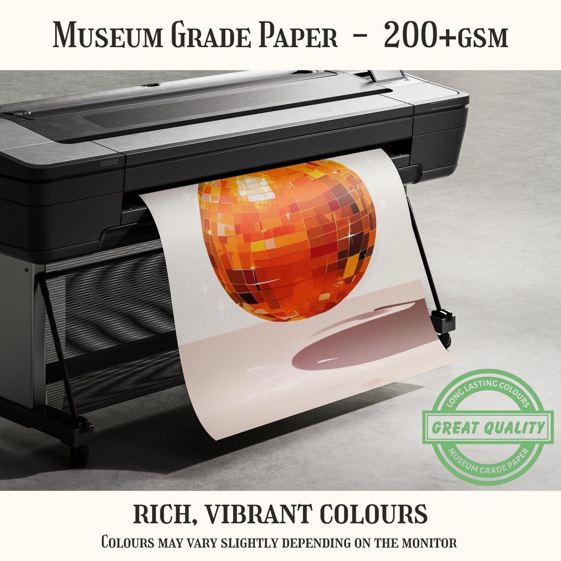 Orange Disco Ball Poster, Retro Funky Kitchen Decor - Image 3