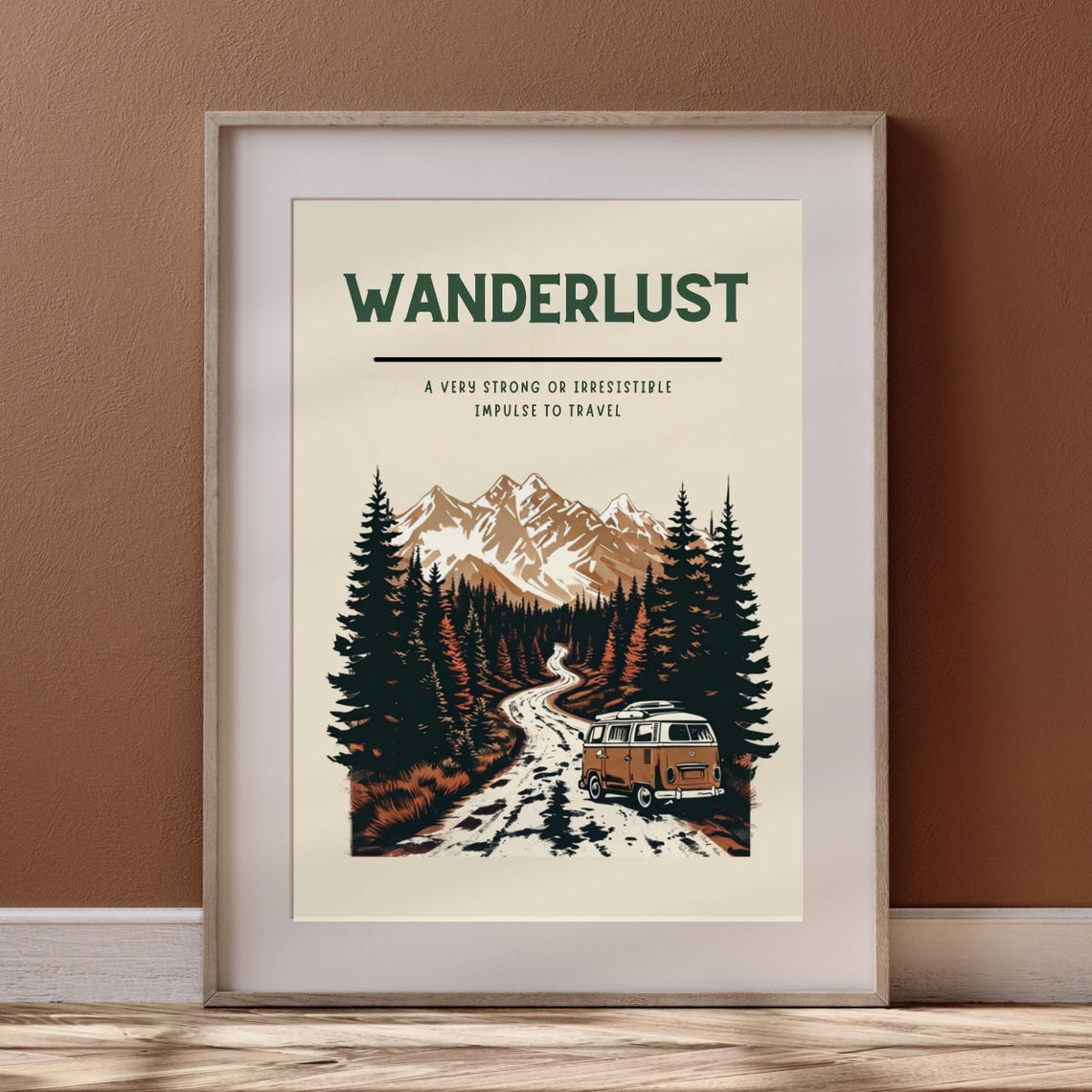 Outdoorsy Poster Wanderlust Print Motivational Poster Adventure Awaits Mountain Wall Art Forest Print Campervan Gifts Motivational Art - Image 3