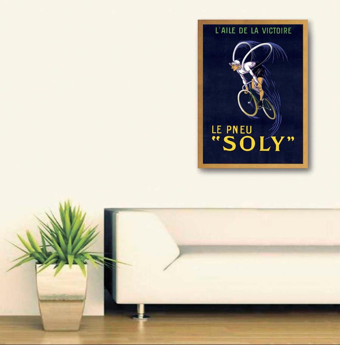 Le Pneu Soly Winged Cyclist Vintage French Tire Advert Art Poster - Image 3