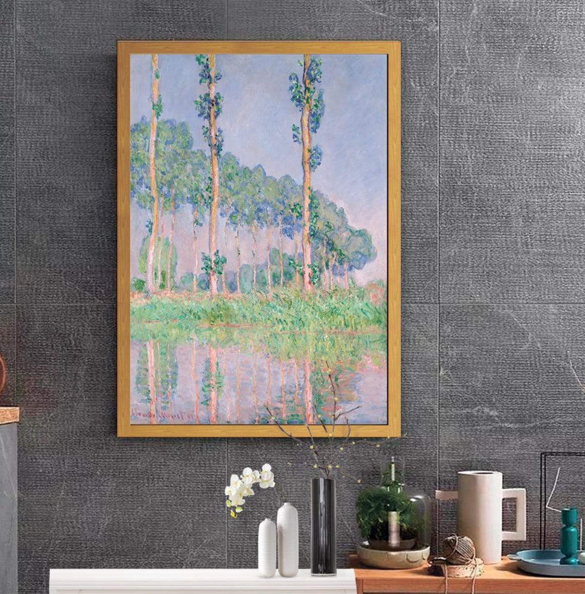 Claude Monet Poplars In The Sun 1891 Riverside Impressionist Poster - Image 2