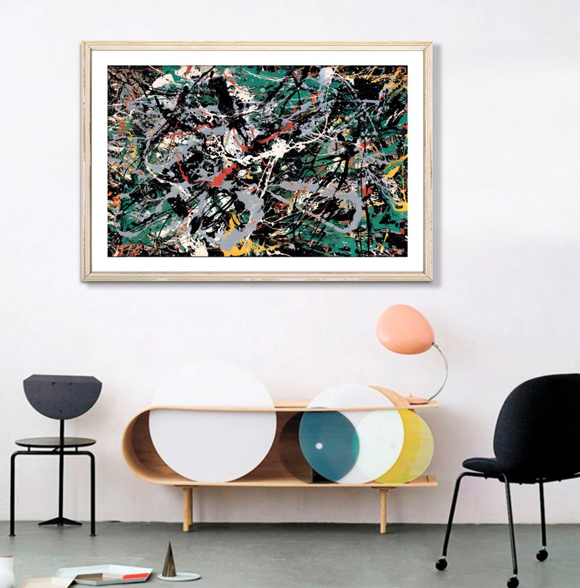 Jackson Pollock Green Black Drip Painting Abstract Art Poster - Image 2