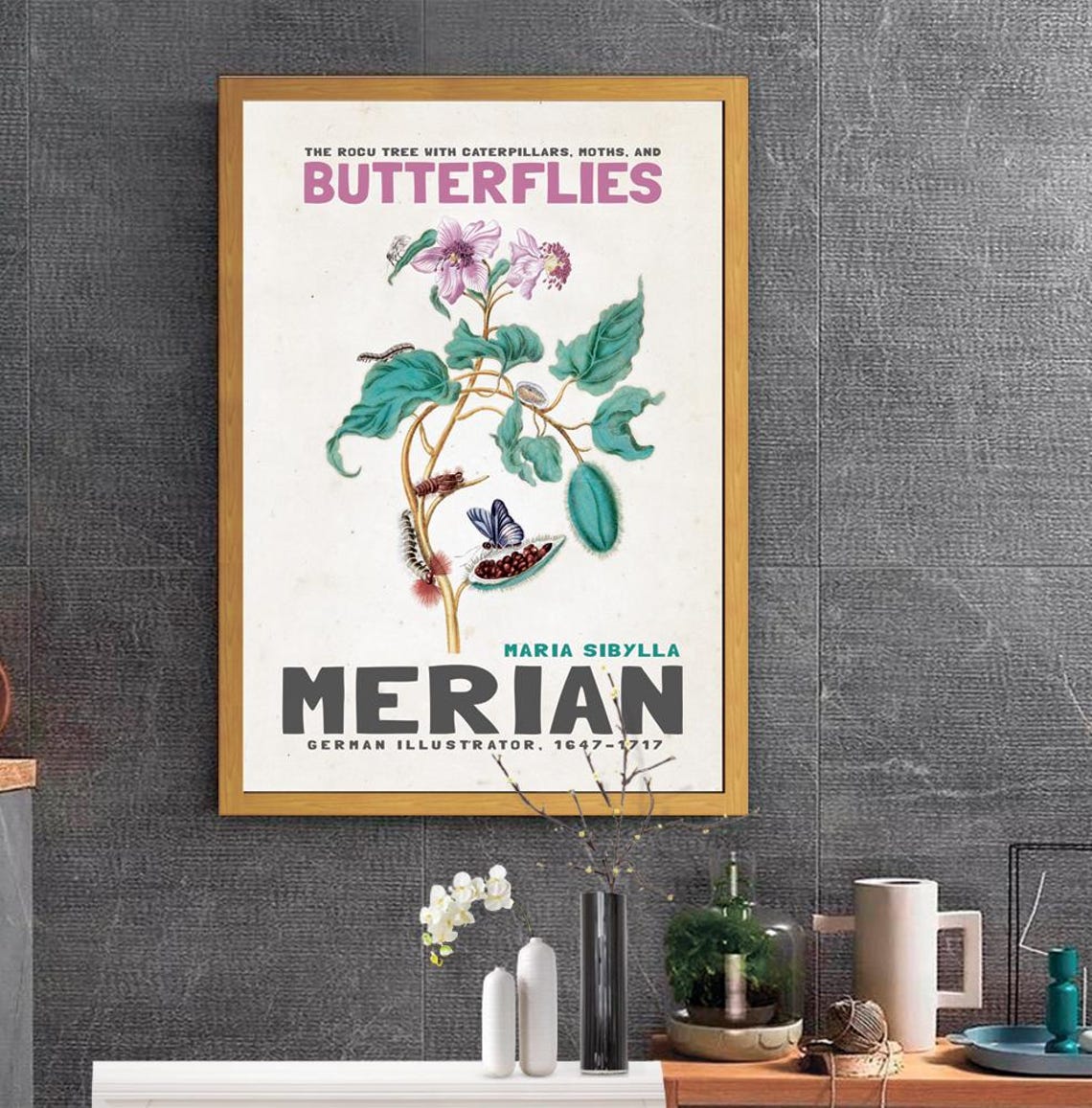 Maria Sibylla Merian Rocu Tree Butterflies Botanical Art Poster - Image 2