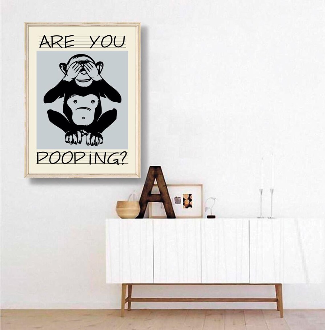 Are You Pooping Funny Monkey Bathroom Humor Poster Funny Bathroom Decor - Image 2