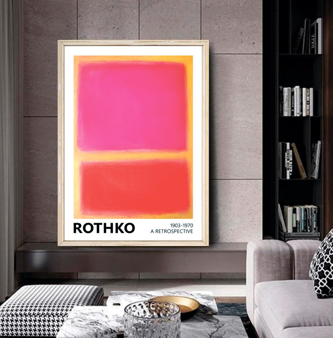 Mark Rothko Retrospective Exhibition Poster Pink Red Orange Abstract Color Art - Image 2