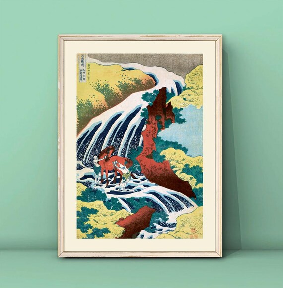 Hokusai Yoshitsune Falls Print Asian Art Japanese Print Waterfall In Yoshino Hokusai Painting Waterfall Painting