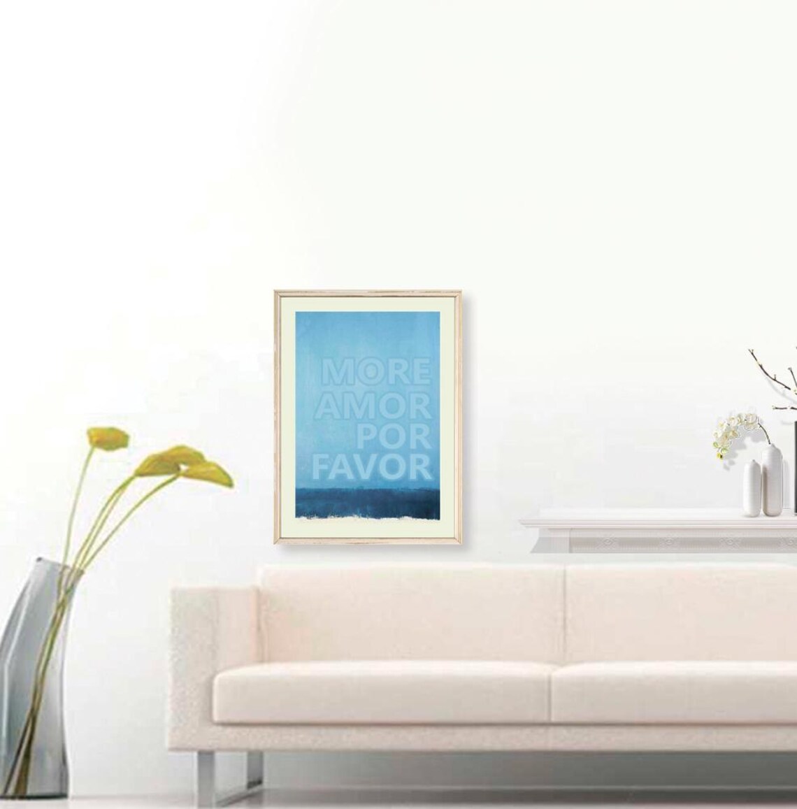 More Amor Por Favor Blue Rothko Color Field Eclectic Mixed Art Poster - Image 3