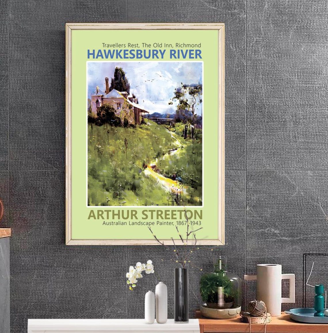 Arthur Streeton Old Inn Richmond Hawkesbury River Green Art Print - Image 2