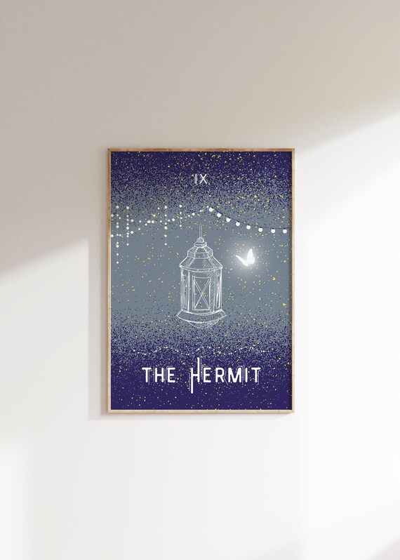 The Hermit Tarot Card Astrology Poster Grimoire Zodiac Print Pagan Decor Celestial Arcane Indie Room Spiritual Preppy Wall Art Gift