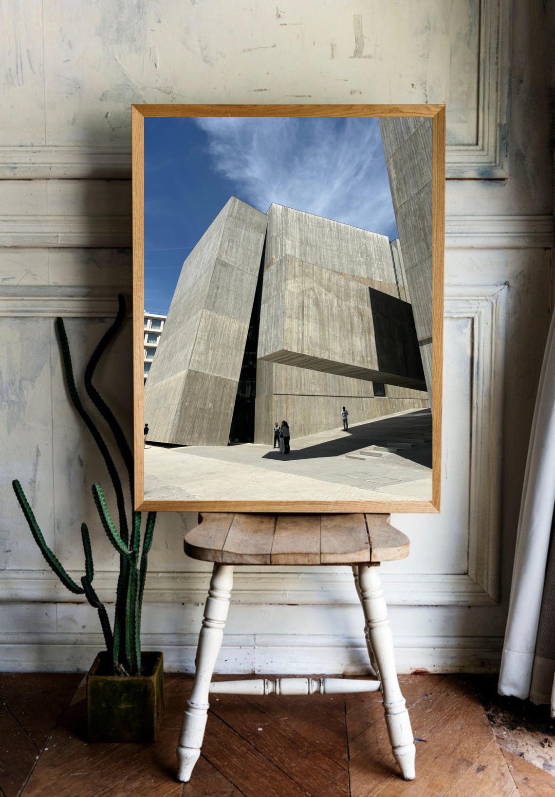 Brutalist Concrete Architecture Blue Sky Modern Building Photo Poster - Image 3