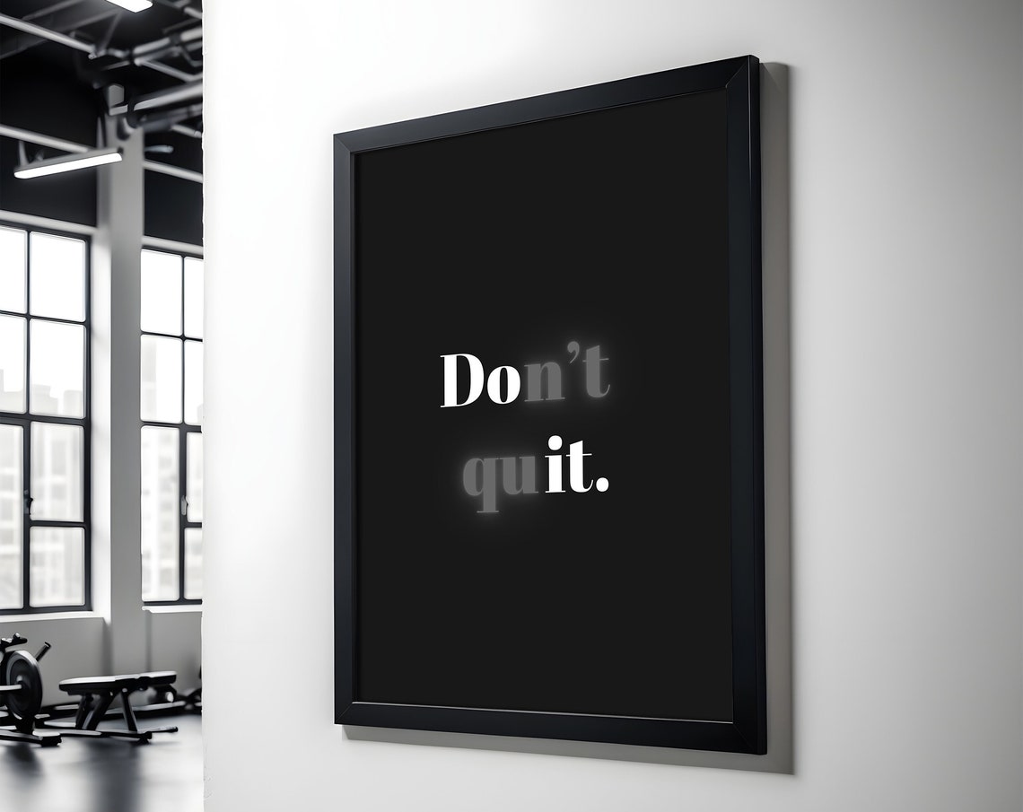 Don't Quit Serif Quote Elegant Minimalist Black Office Wall Art - Image 3