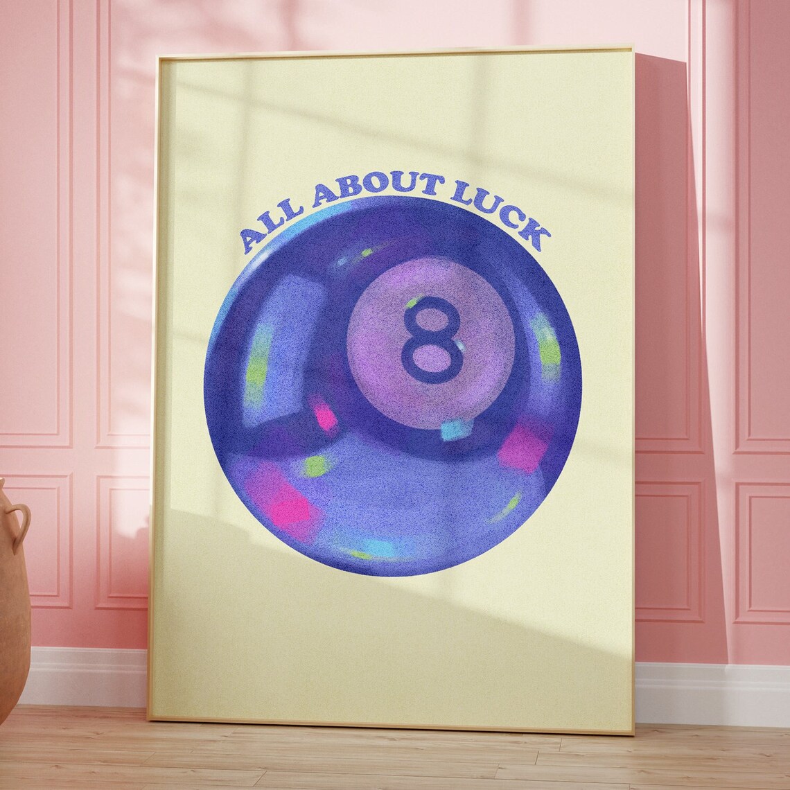 All About Luck Purple Magic 8 Ball Retro Trendy Aesthetic Poster