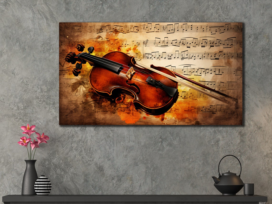 Vintage Violin Sheet Music Background Musical Art Print Poster - Image 2