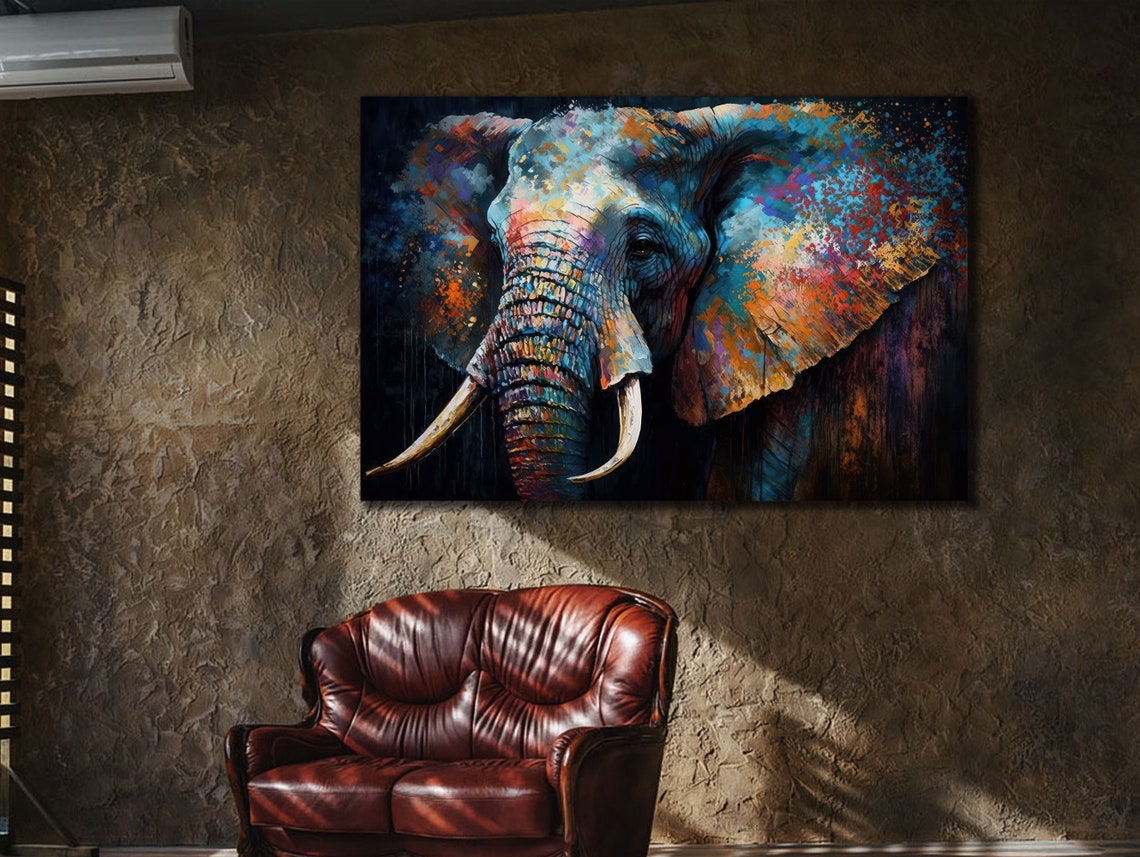 Colorful Elephant Portrait Vibrant Paint Splash Wildlife Decor Poster - Image 2