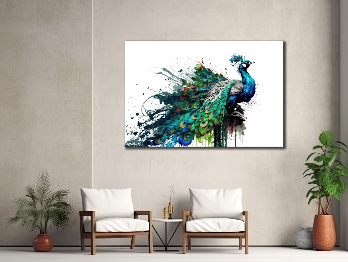Blue Peacock Elegant Bird Poster for Home Decor - Image 3