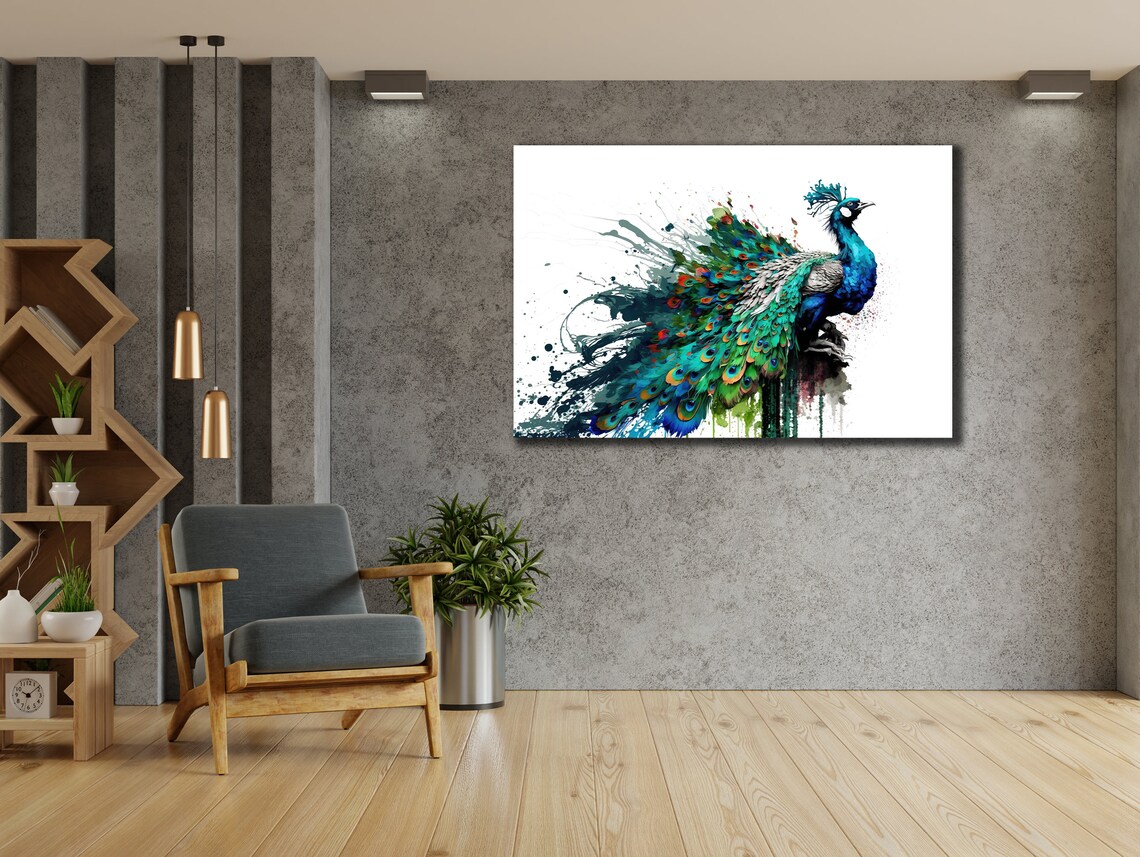 Blue Peacock Elegant Bird Poster for Home Decor - Image 2