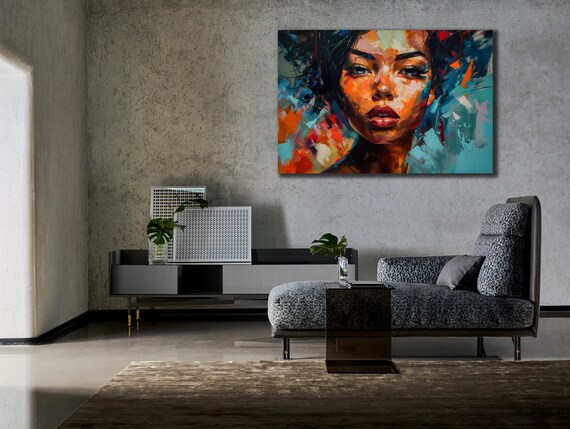 Colorful Abstract Woman Portrait Bold Brushstrokes Modern Wall Art Print