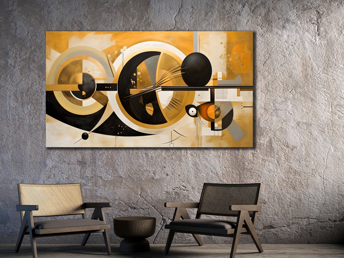 Black Gold Geometric Circles Modern Abstract Minimalist Design Poster - Image 2